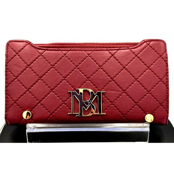 Badgley Mischka Quilted Long Wallet - Plum - Picture 1 of 8